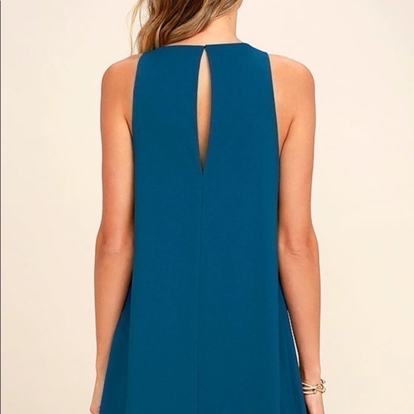 Lulus Near or Bar Teal Blue Shift Dress - Picture 3 of 11
